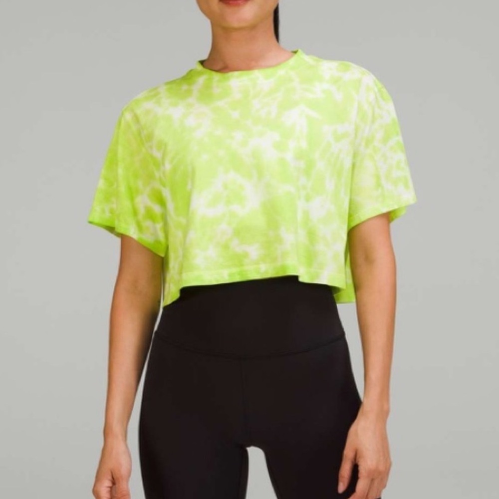 Lululemon All Yours Cropped Cotton T-Shirt Marmoleado Tie Dye Eccentric Lime